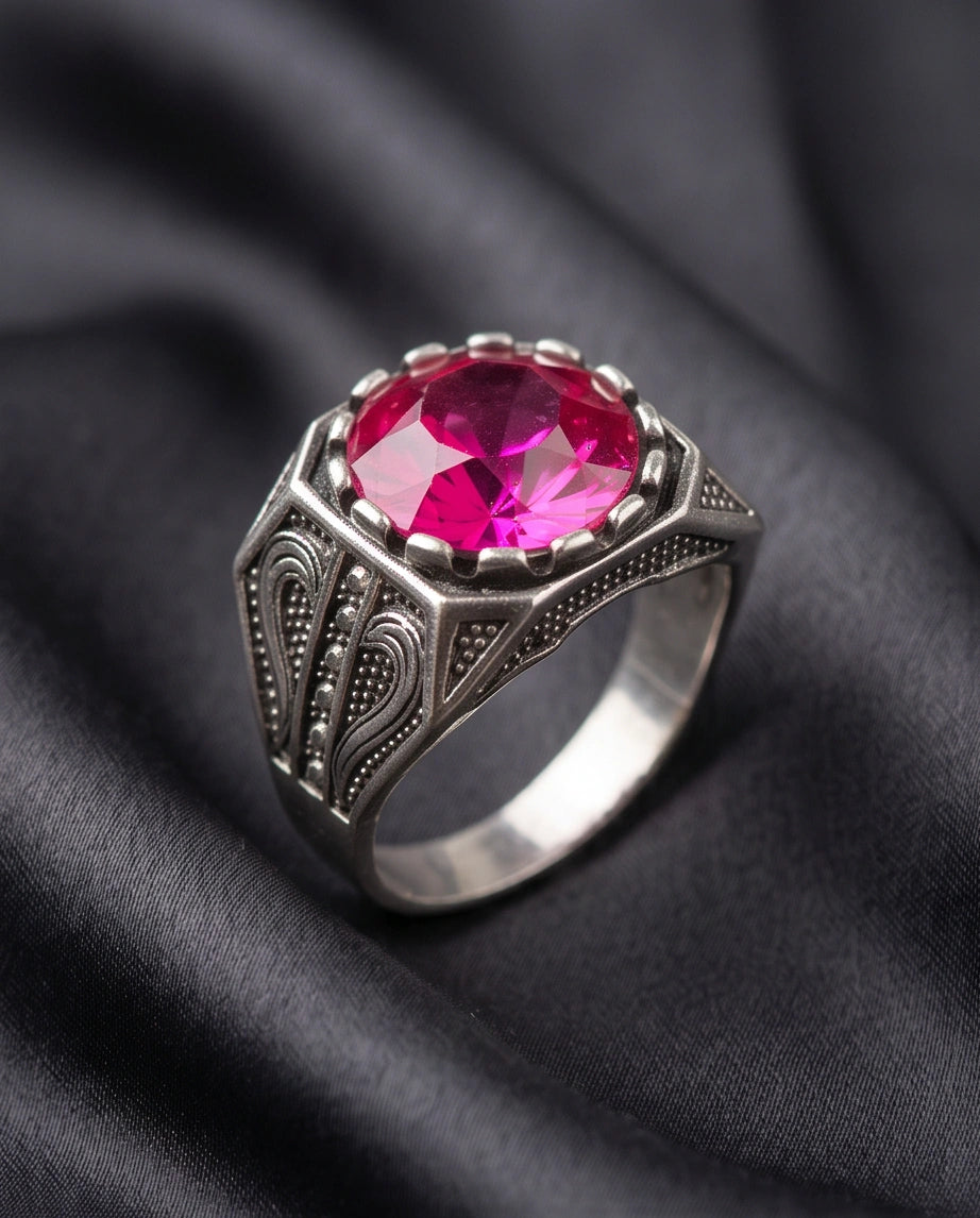 Crimson Shield Ruby Signet Ring