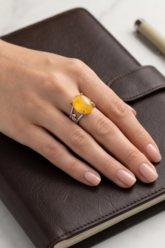Golden Honey Leaf Statement Ring