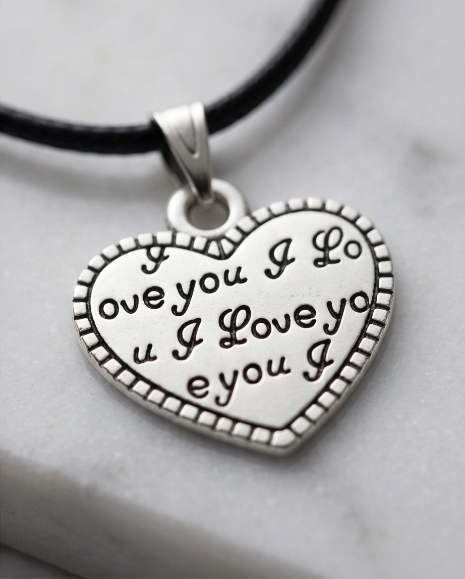 The Sweet Confession: Engraved Heart "I Love You" Pendant Necklace