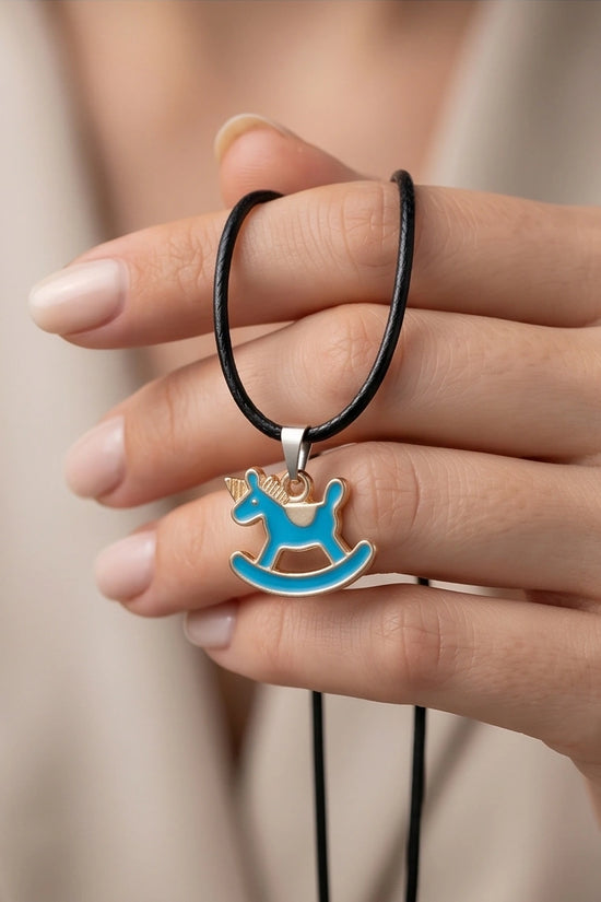 Gold and Turquoise Rocking Unicorn Necklace