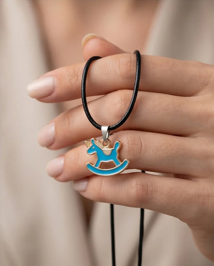 Gold and Turquoise Rocking Unicorn Necklace