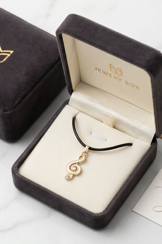 Rose Gold and White Treble Clef Necklace