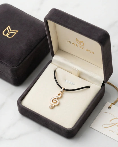 Rose Gold and White Treble Clef Necklace