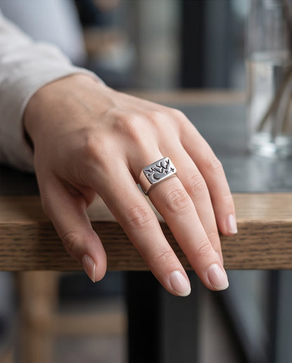 Celestial Mountain & Moon Signet Ring