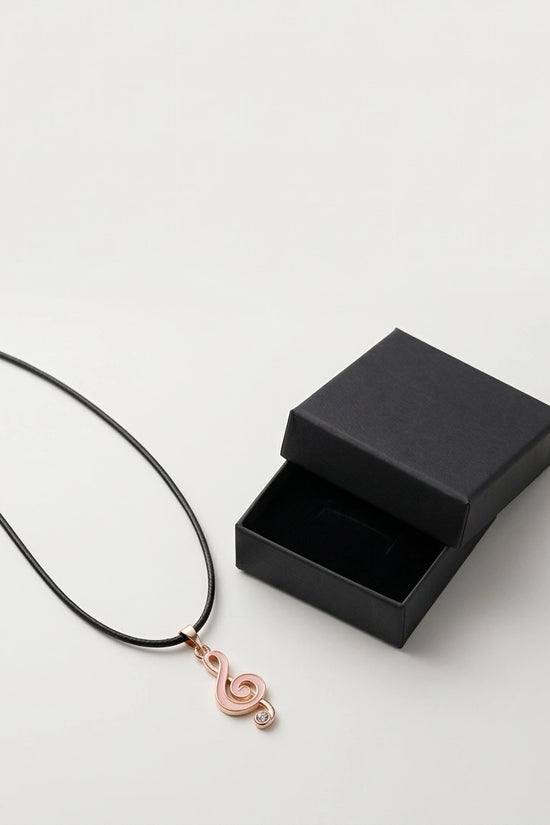 Rose Gold Pink Treble Clef Music Necklace