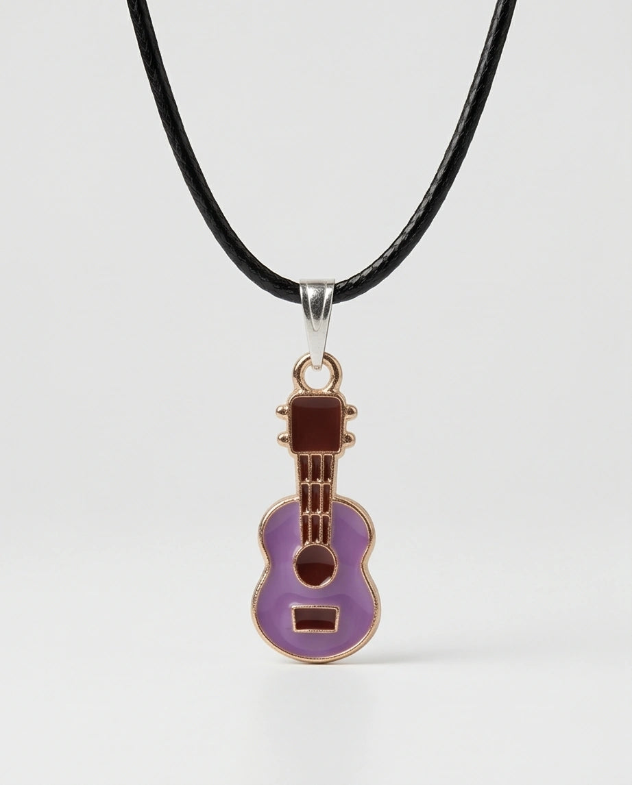 Gold and Purple Acoustic Guitar Necklace