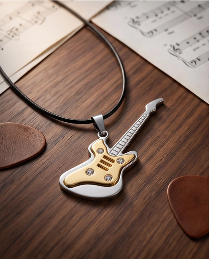 Gold and Silver Crystal Electric Guitar Cord Necklace