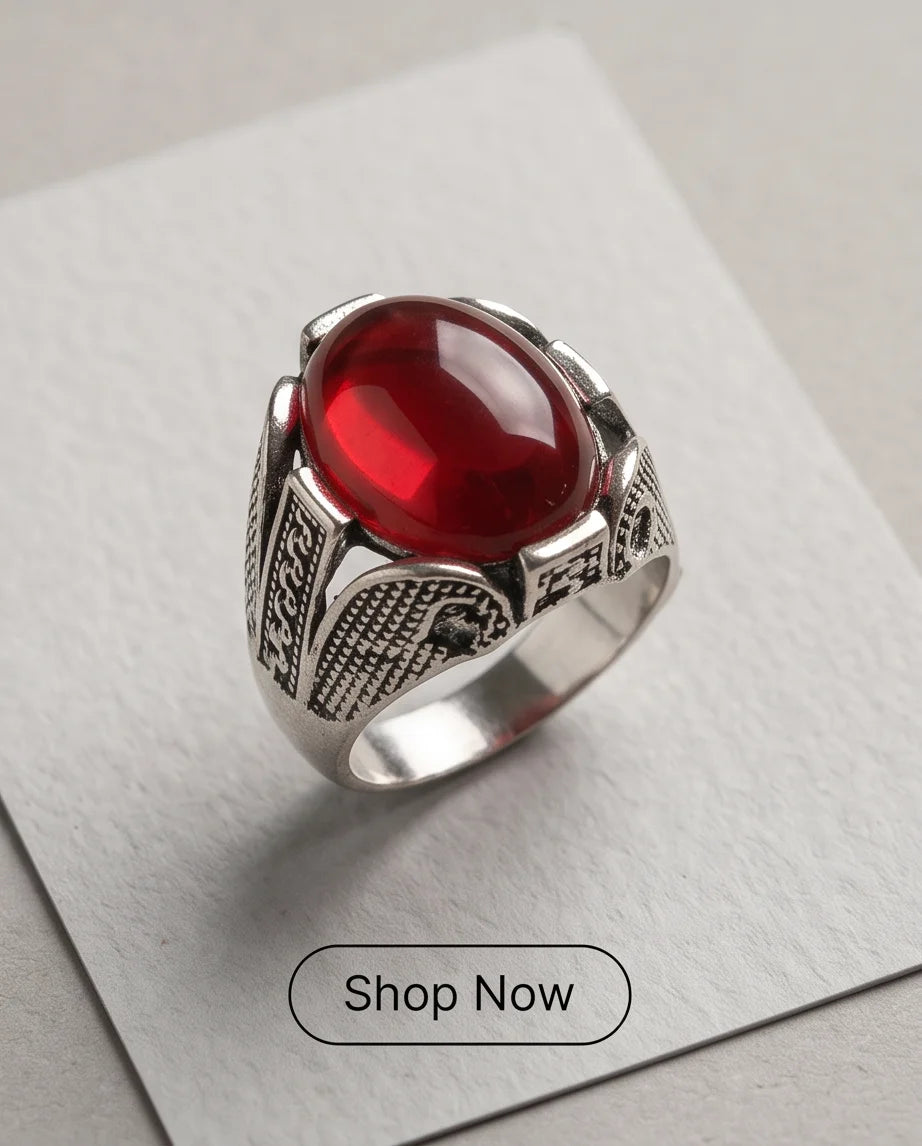 Crimson Legacy Stippled Signet Ring
