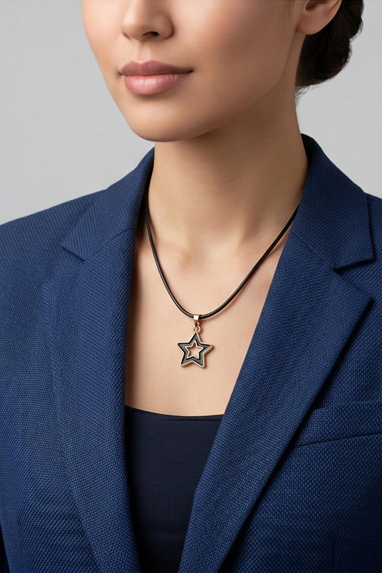 Gold and Black Layered Star Necklace