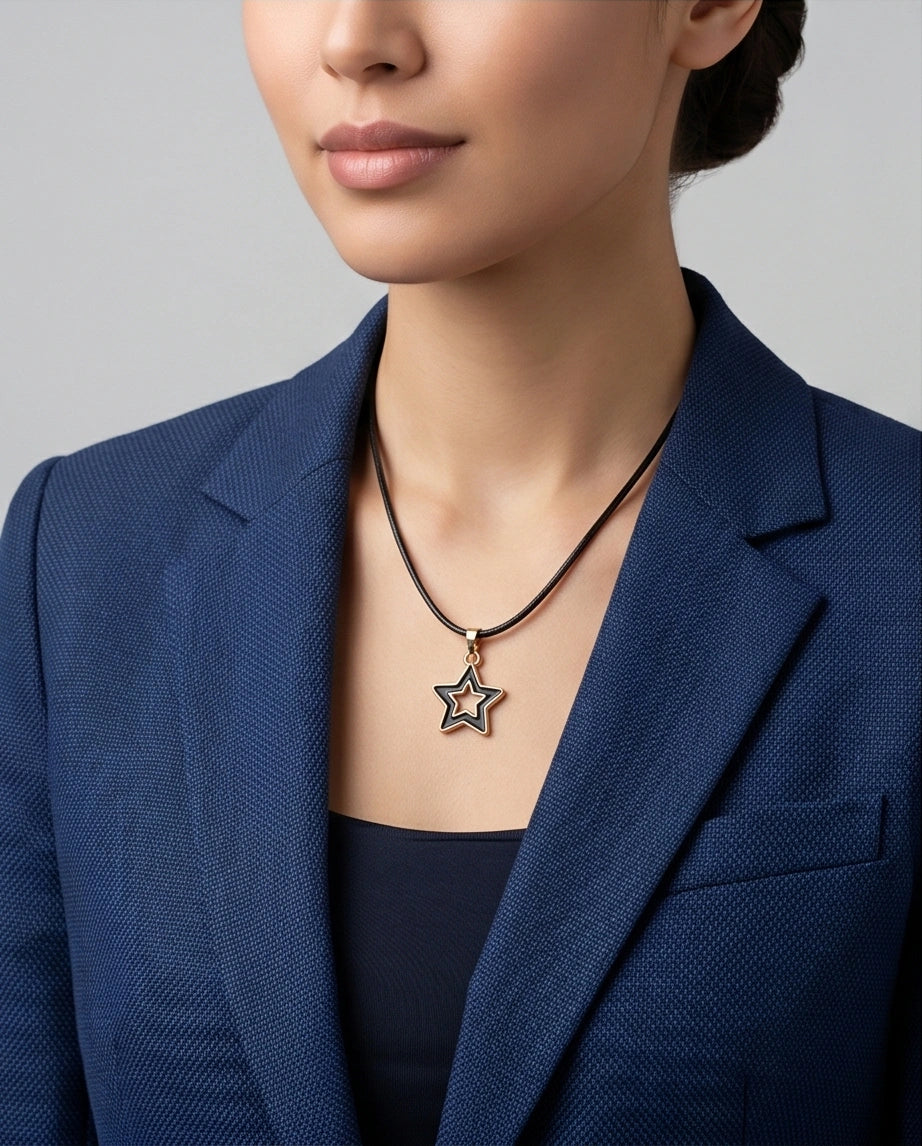 Gold and Black Layered Star Necklace