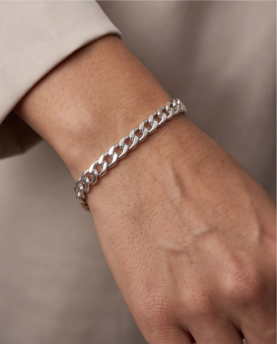 Silver Classic Curb Chain Bracelet