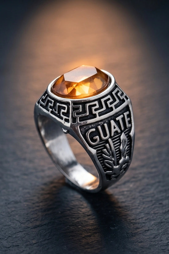 Vintage Amber Citrine Signet Ring
