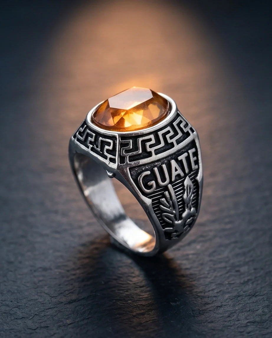 Vintage Amber Citrine Signet Ring