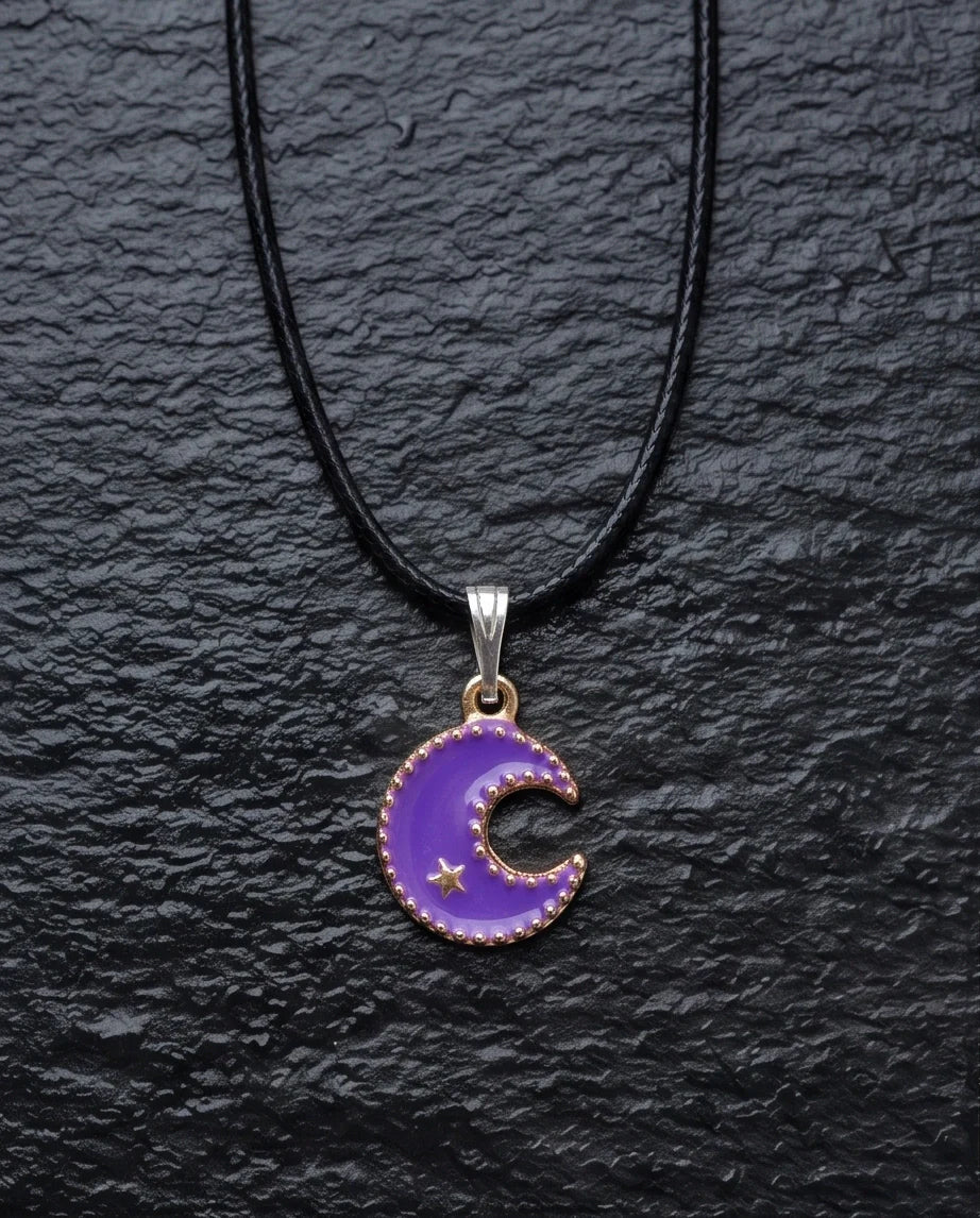 Celestial Purple Crescent Moon Pendant