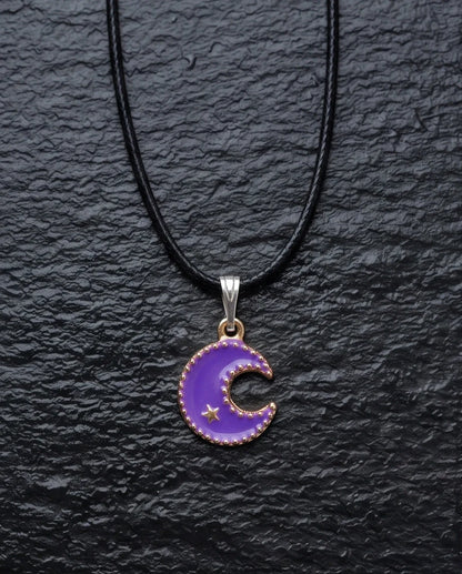 Celestial Purple Crescent Moon Pendant