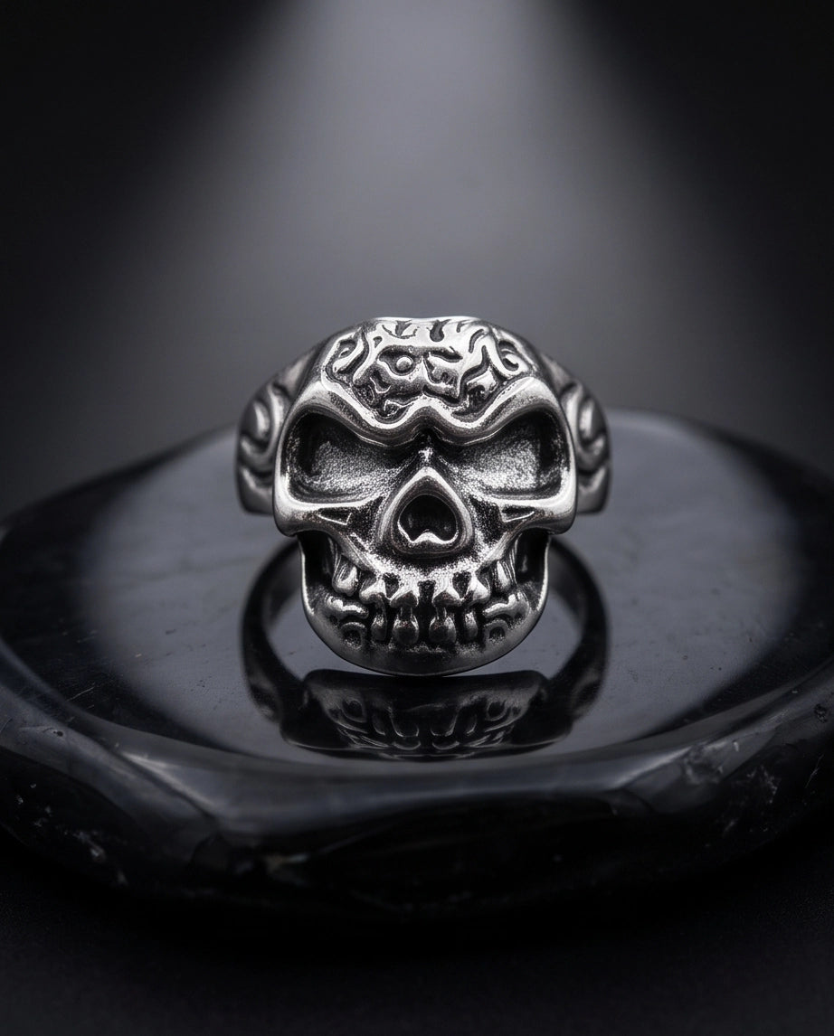 Tribal Cranium Engraved Skull Ring