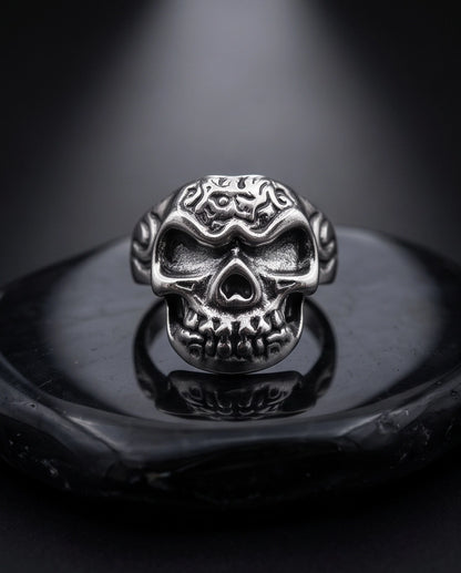 Tribal Cranium Engraved Skull Ring
