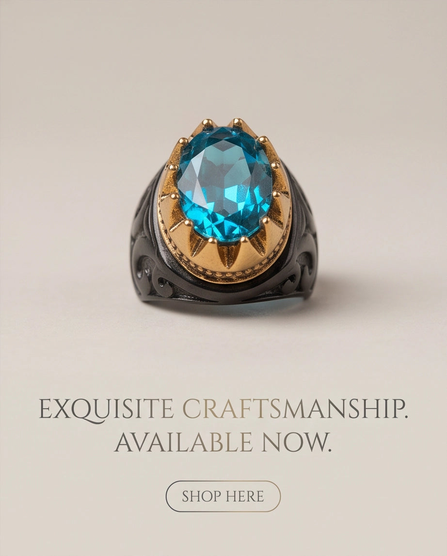 Celestial Aquamarine Sunburst Signet Ring