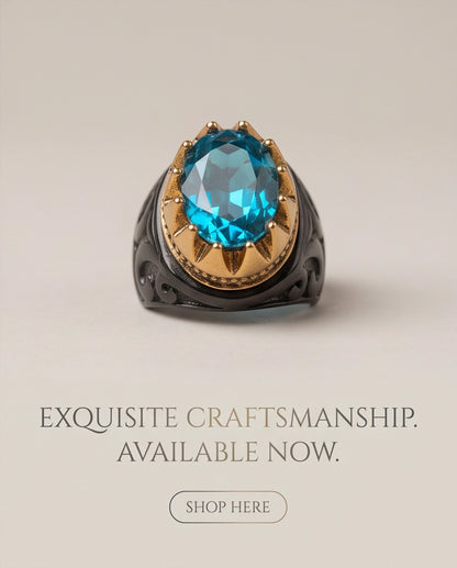 Celestial Aquamarine Sunburst Signet Ring