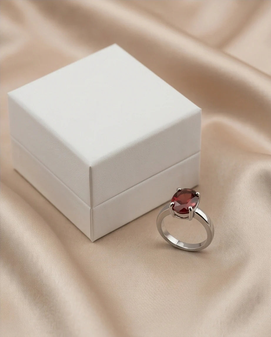 Sterling Silver Oval-Cut Ruby Red Solitaire Ring