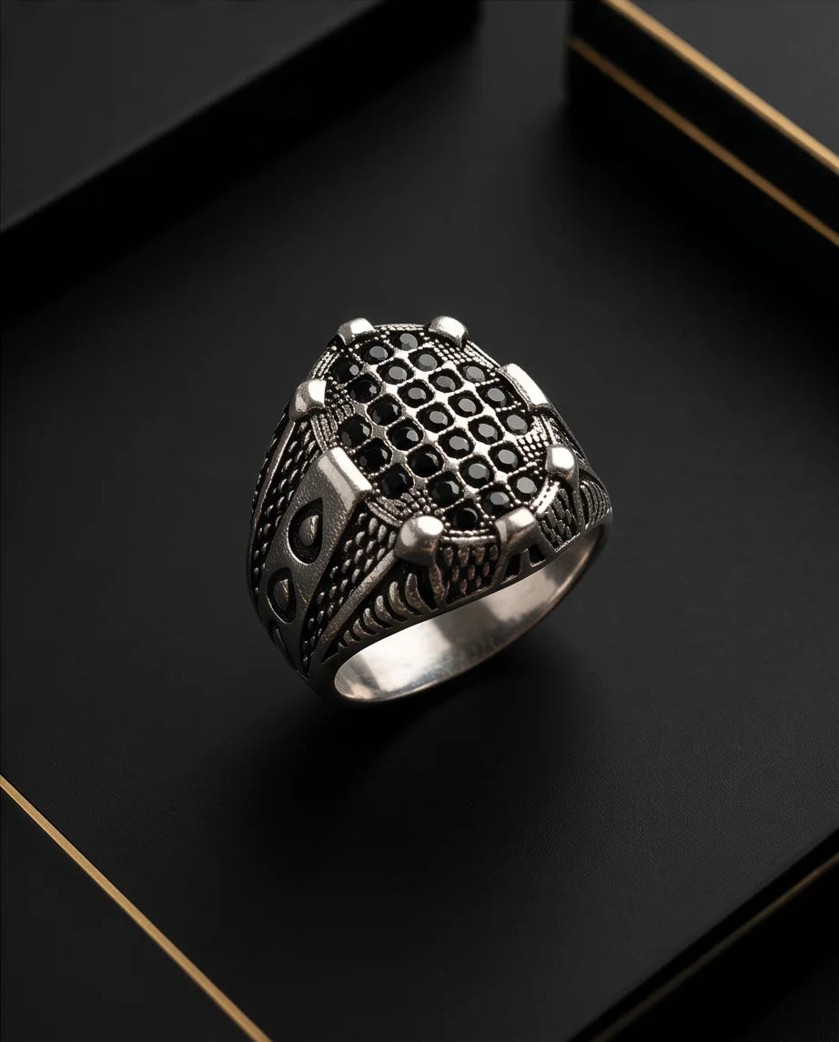 Shadow Cross Pavé Signet Ring