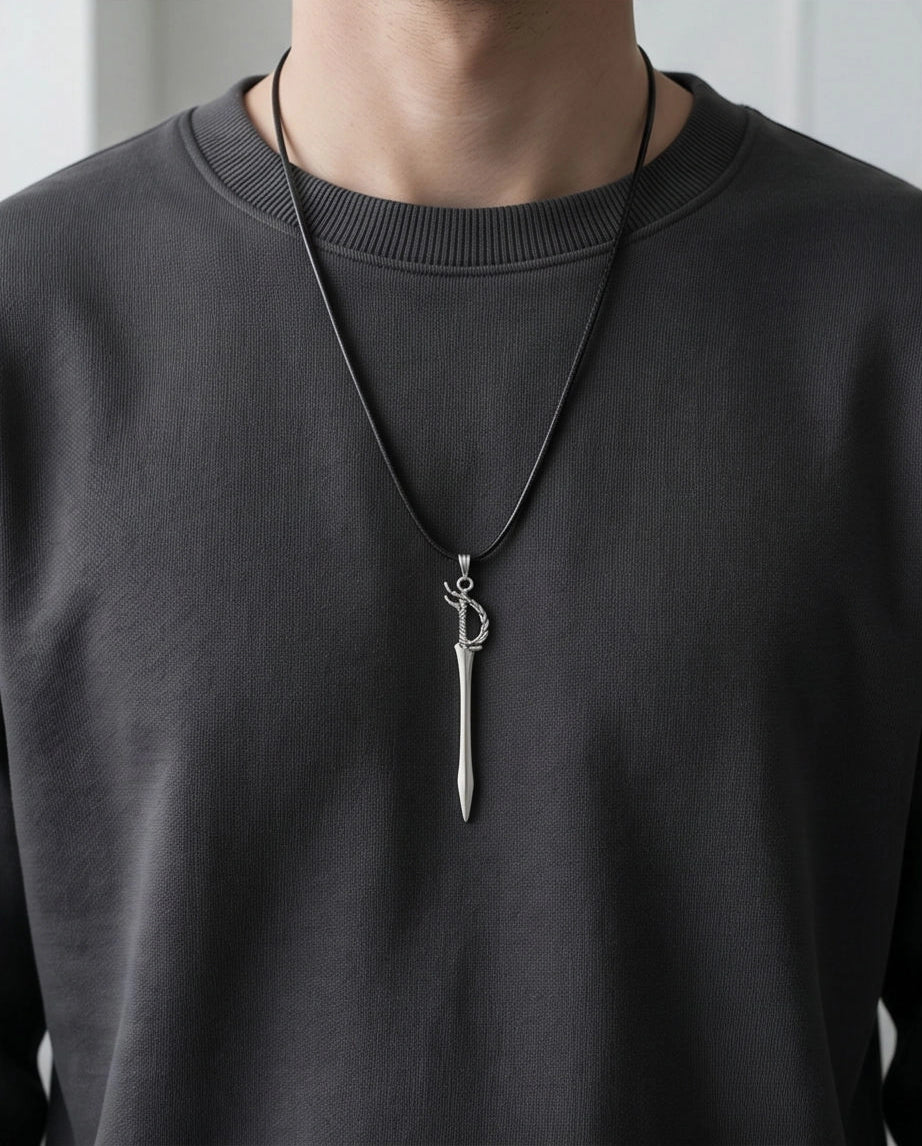 Silver Saber Pendant Necklace