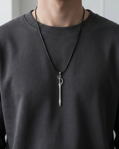 Silver Saber Pendant Necklace