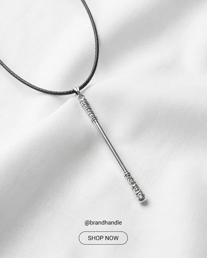 Carved Staff Pendant Necklace