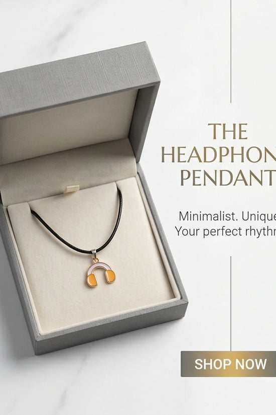 Gold and Yellow Headphones Necklace
