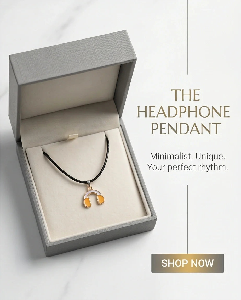 Gold and Yellow Headphones Necklace