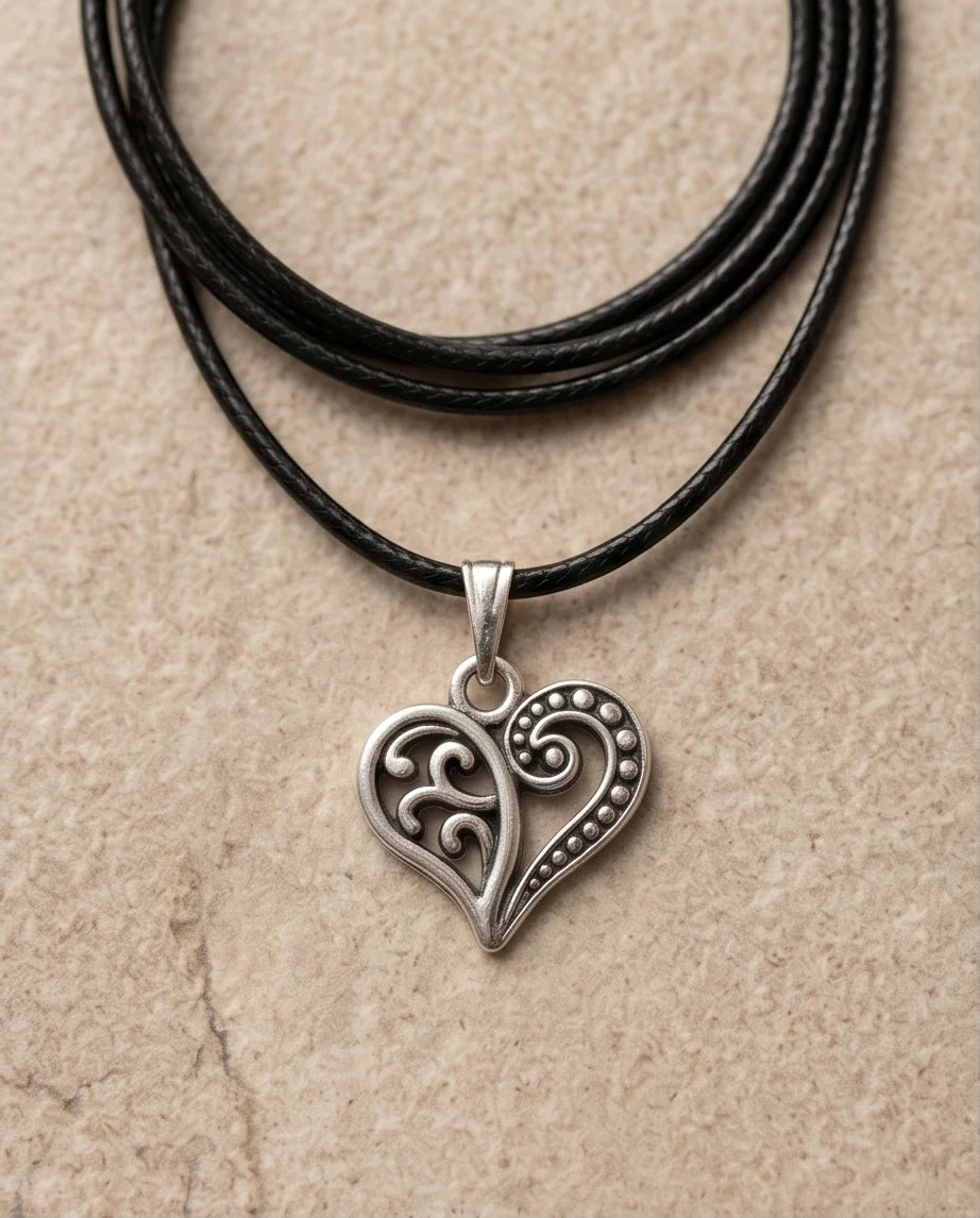 Silver Filigree Heart Pendant Necklace