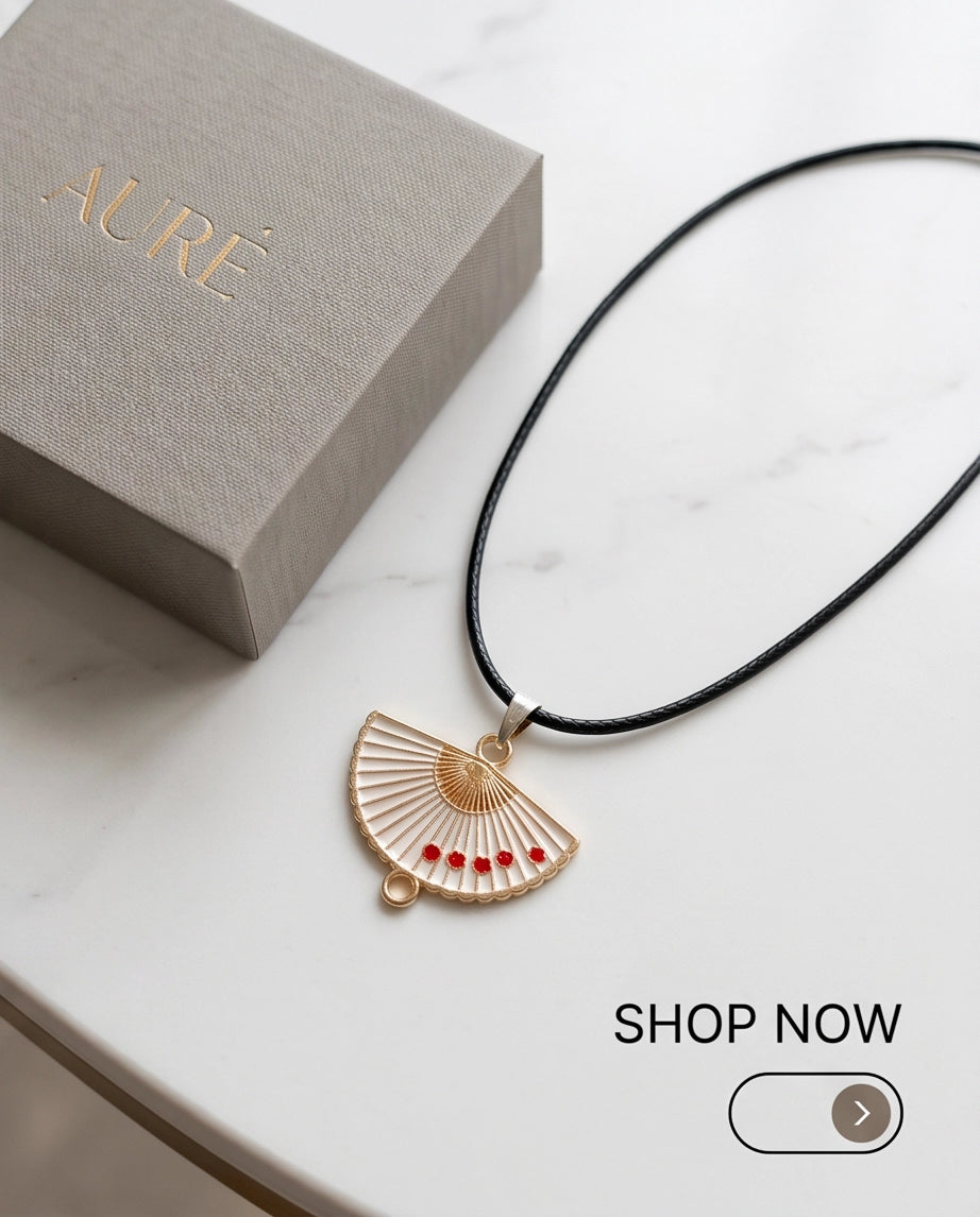 Cherry Blossom Fan Pendant Necklace