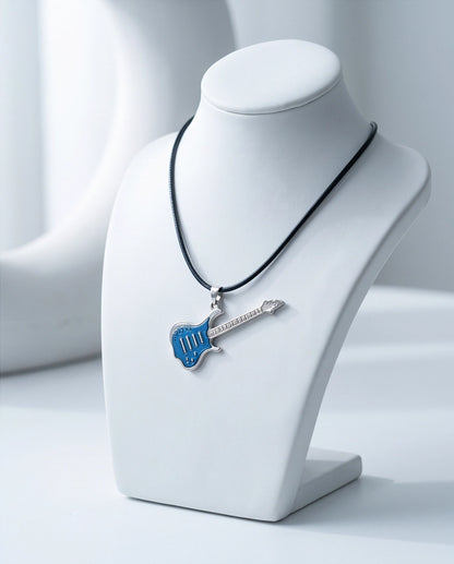 Blue and Silver Electric Guitar Cord Necklace