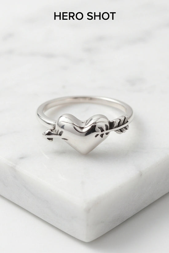 Sterling Silver Cupid's Arrow Heart Ring