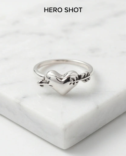 Sterling Silver Cupid's Arrow Heart Ring