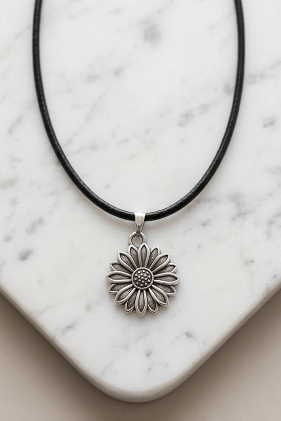 Silver Sunflower Pendant Necklace