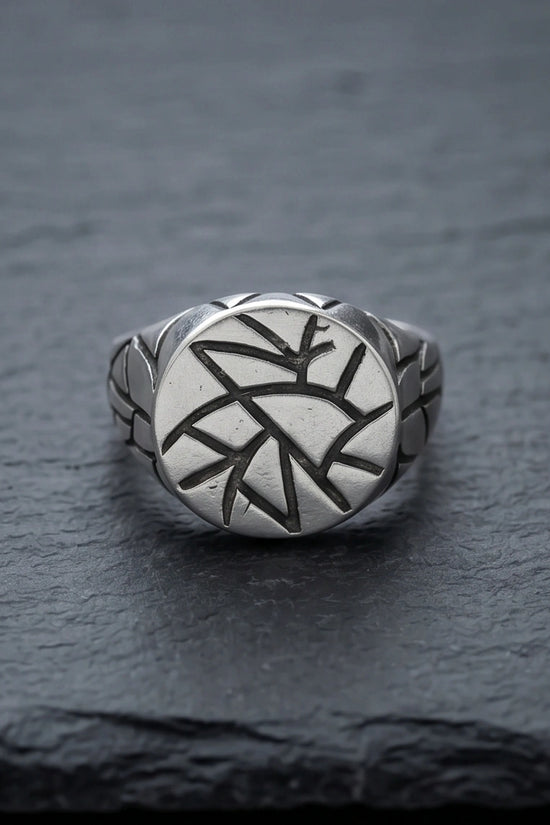 Sterling Silver Abstract Geometric Signet Ring