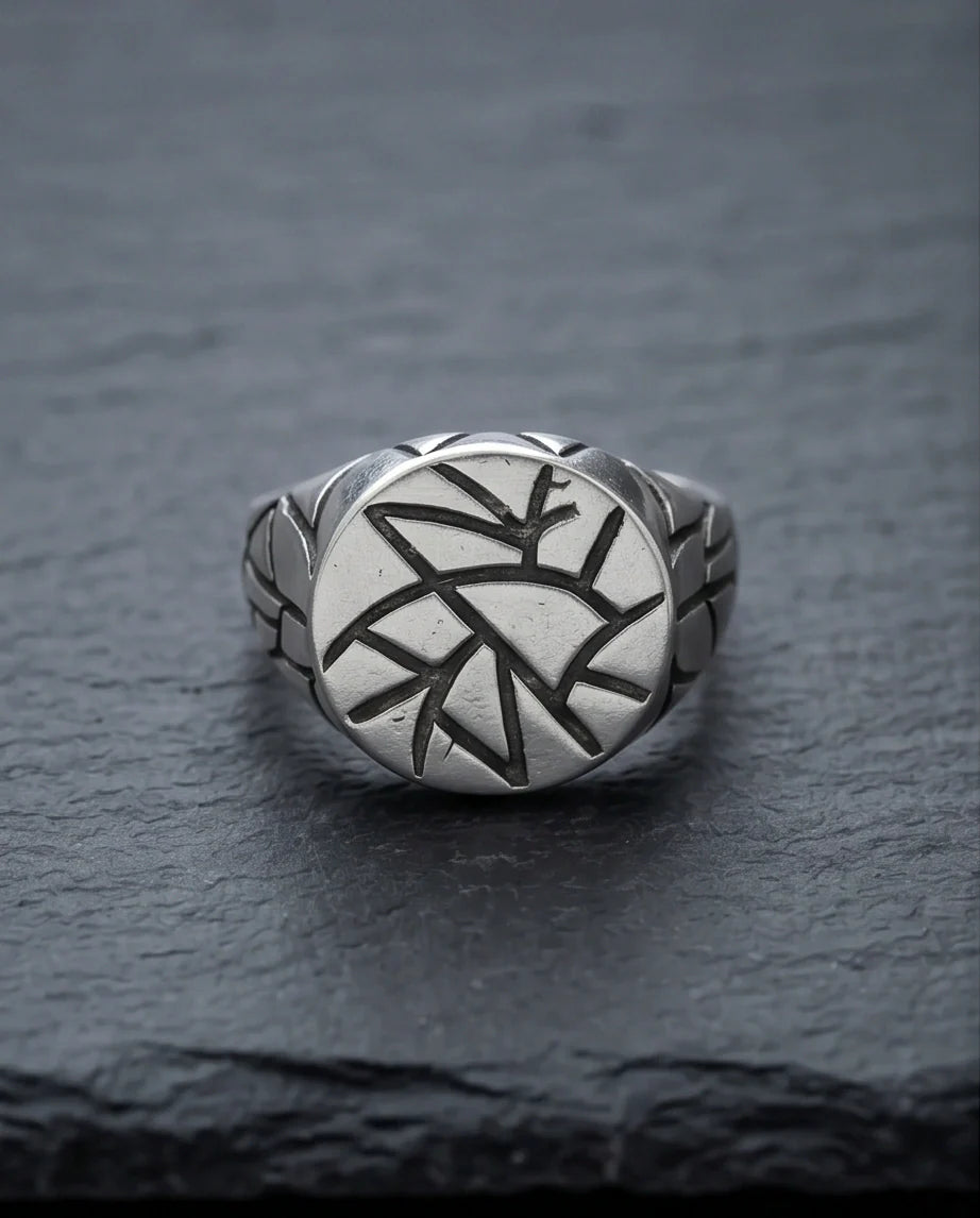 Sterling Silver Abstract Geometric Signet Ring