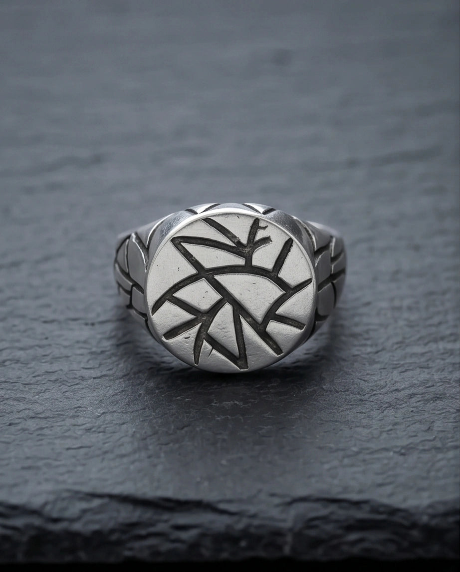 Sterling Silver Abstract Geometric Signet Ring