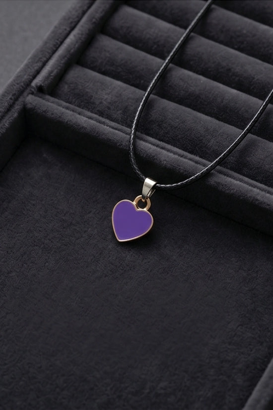 Minimalist Purple Heart Enamel Pendant Necklace