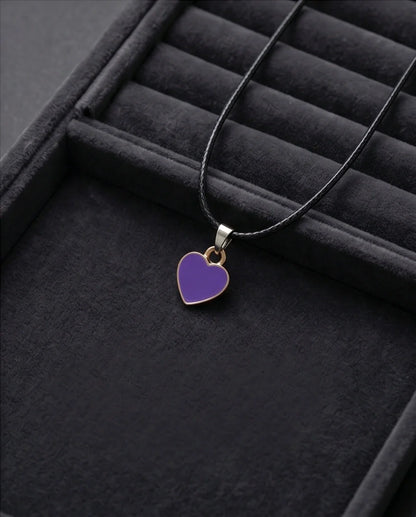 Minimalist Purple Heart Enamel Pendant Necklace