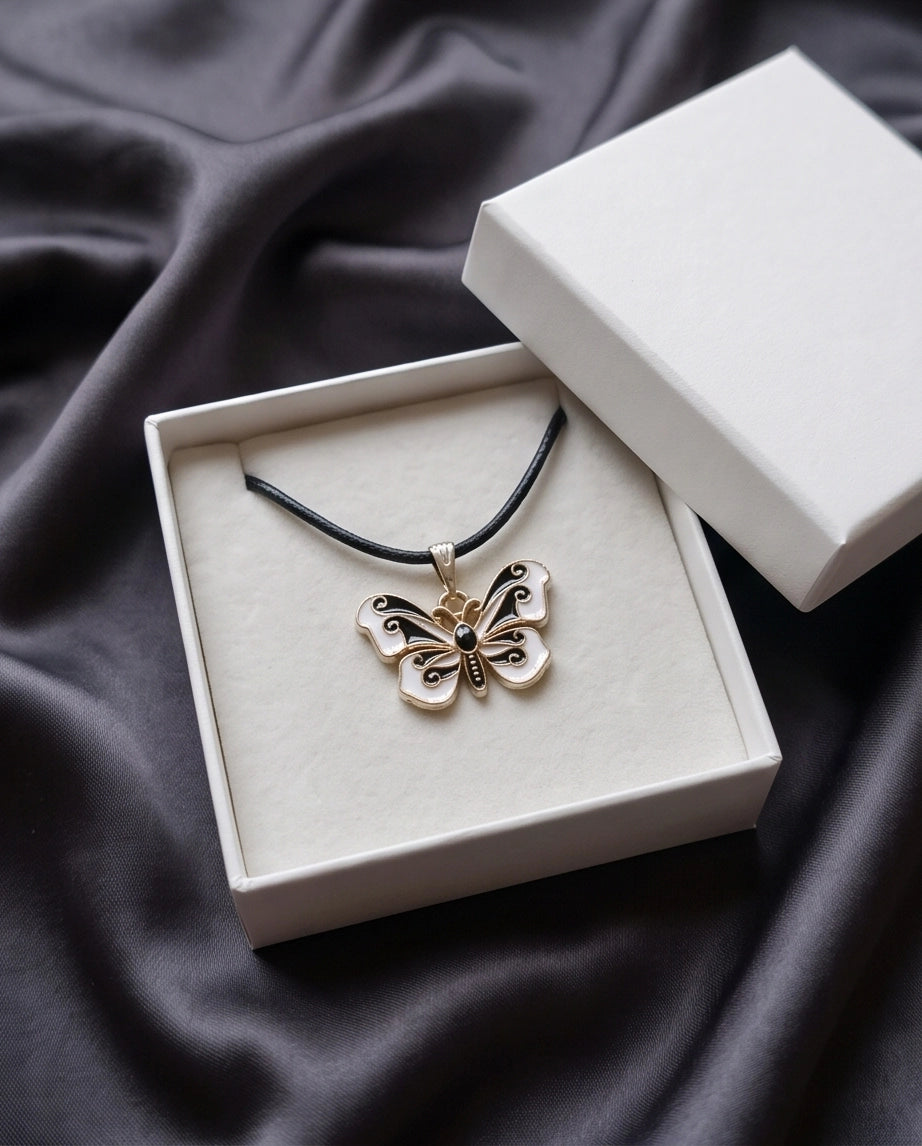 Black & White Butterfly Gift Necklace