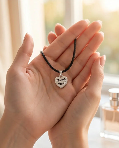 Silver Engraved Thank You Heart Necklace