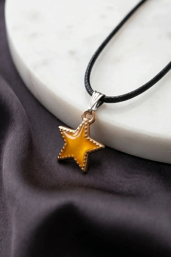 Vibrant Yellow Star Enamel Pendant Necklace