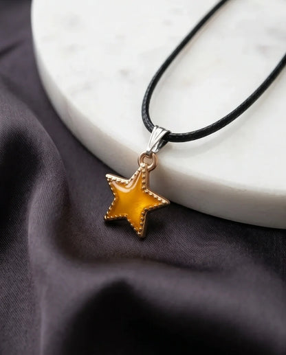 Vibrant Yellow Star Enamel Pendant Necklace