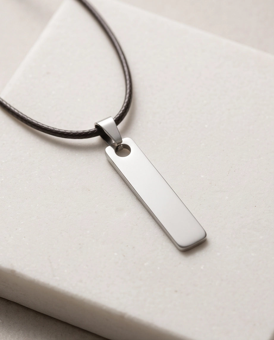 Silver Minimalist Bar Pendant Necklace