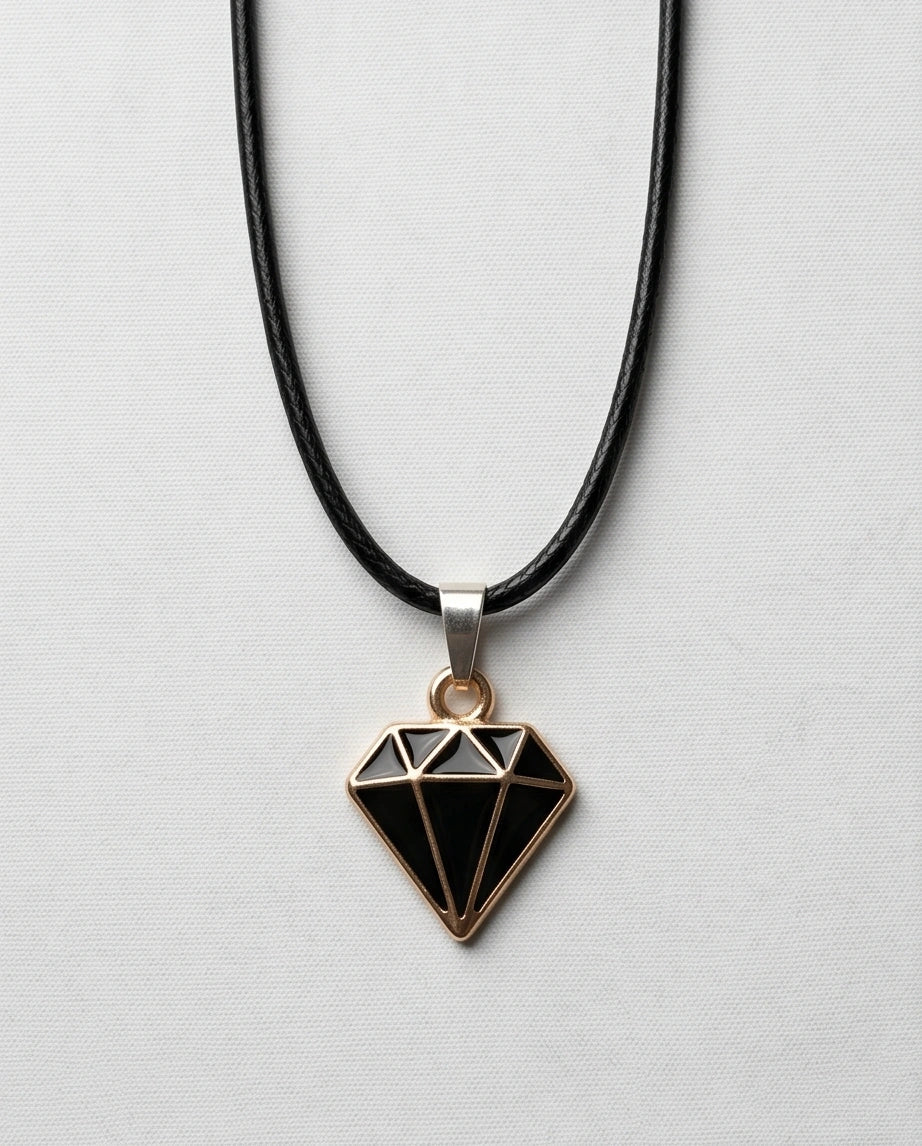 Gold and Black Geometric Diamond Necklace