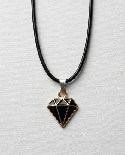 Gold and Black Geometric Diamond Necklace