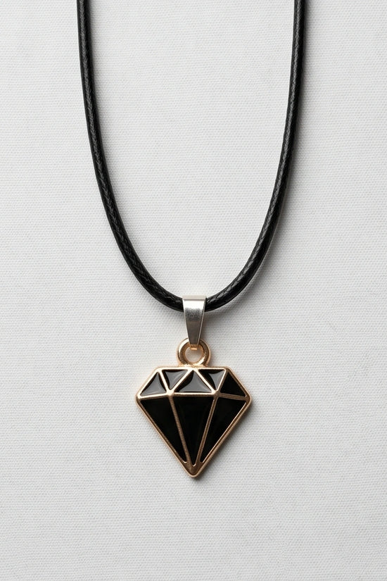 Gold and Black Geometric Diamond Necklace