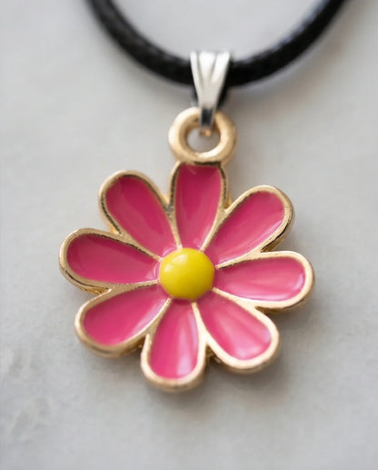 Gold and Hot Pink Daisy Necklace